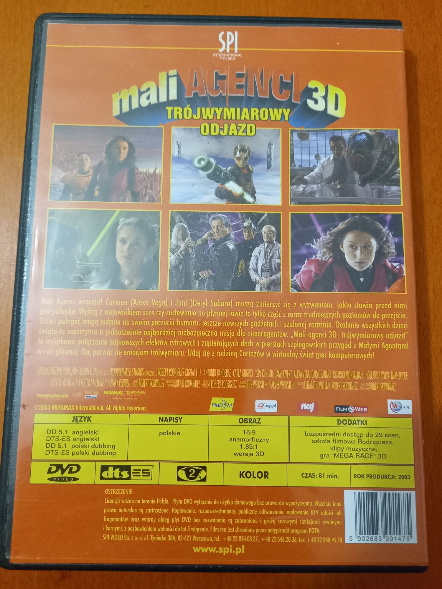 Film Mali Agenci 3D Trójwymiarowy Odjazd DVD Video