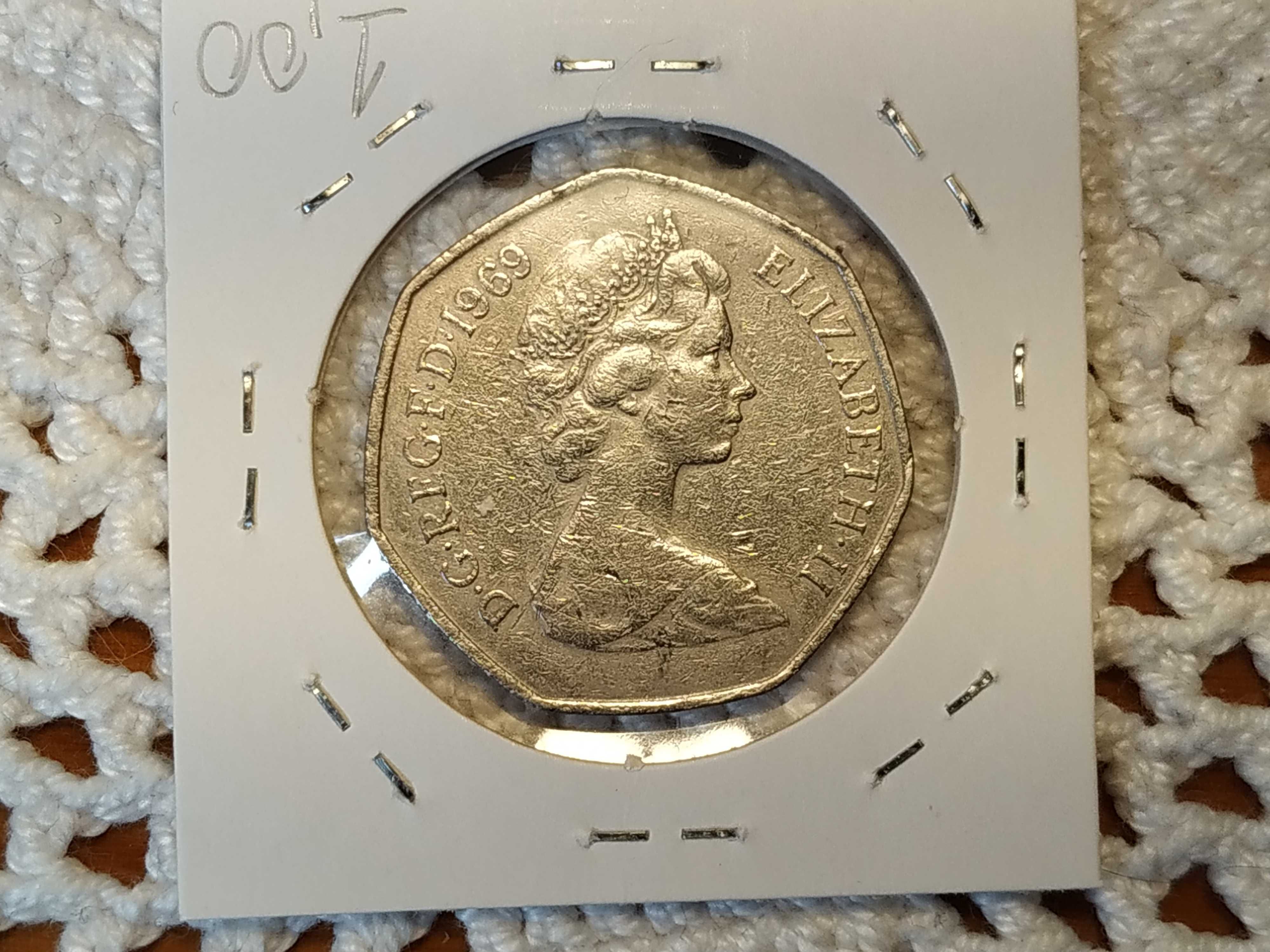Reino Unido - moeda de 50 pence de 1969