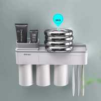 Prateleira armazenamento com dispensador de pasta de dente automático