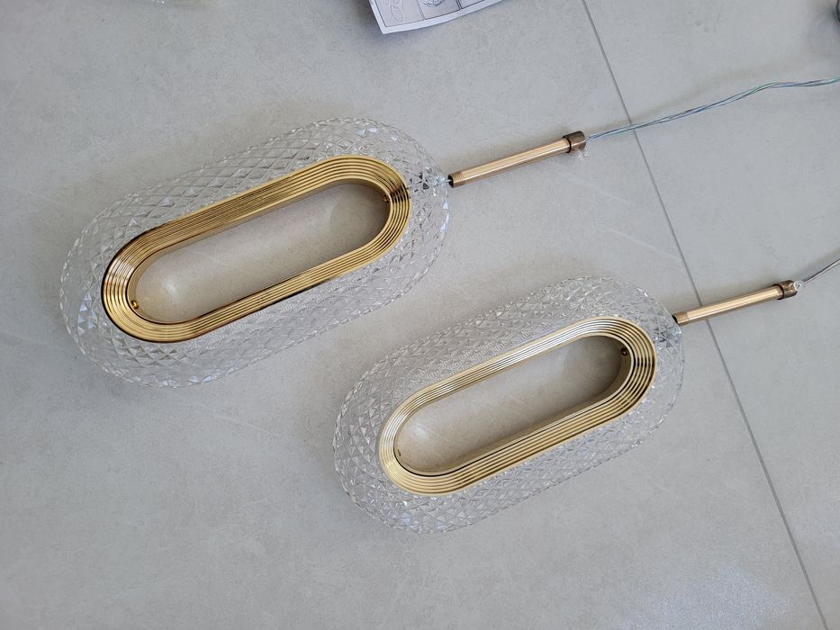 Nowa lampa glamour złota żyrandol wisząca kryształki