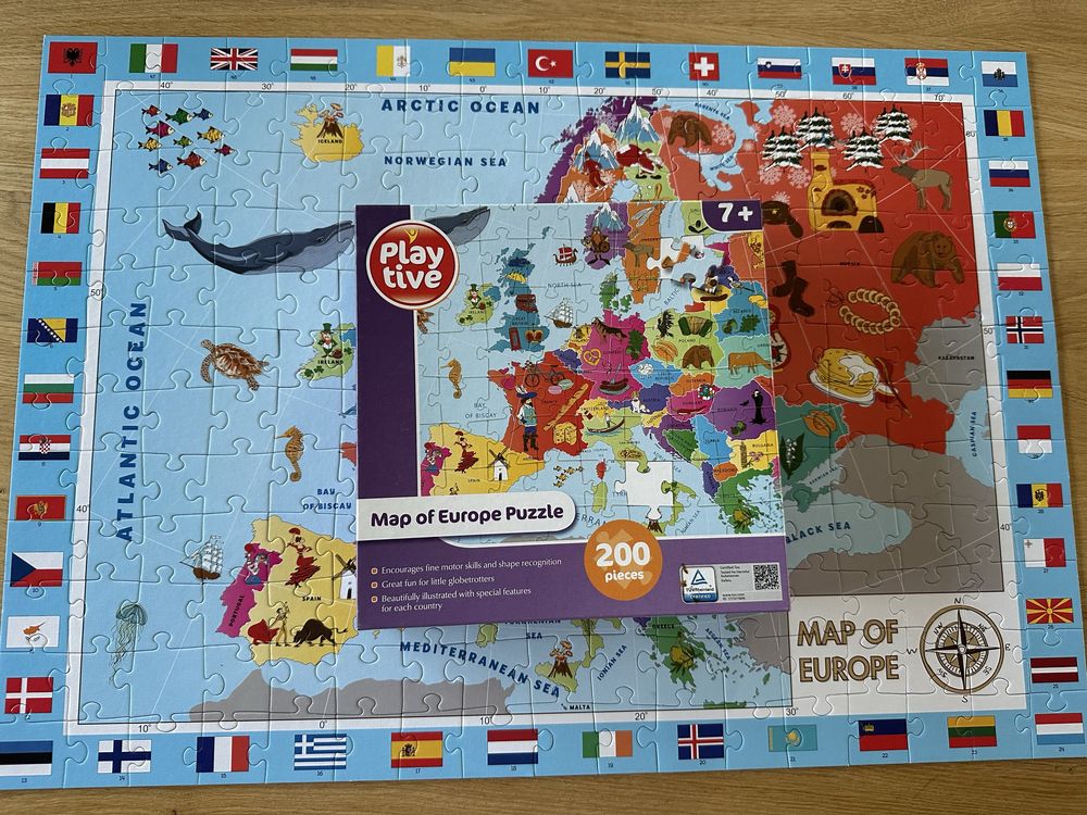 Puzzle Map of Europe 200 pieces Play Tive