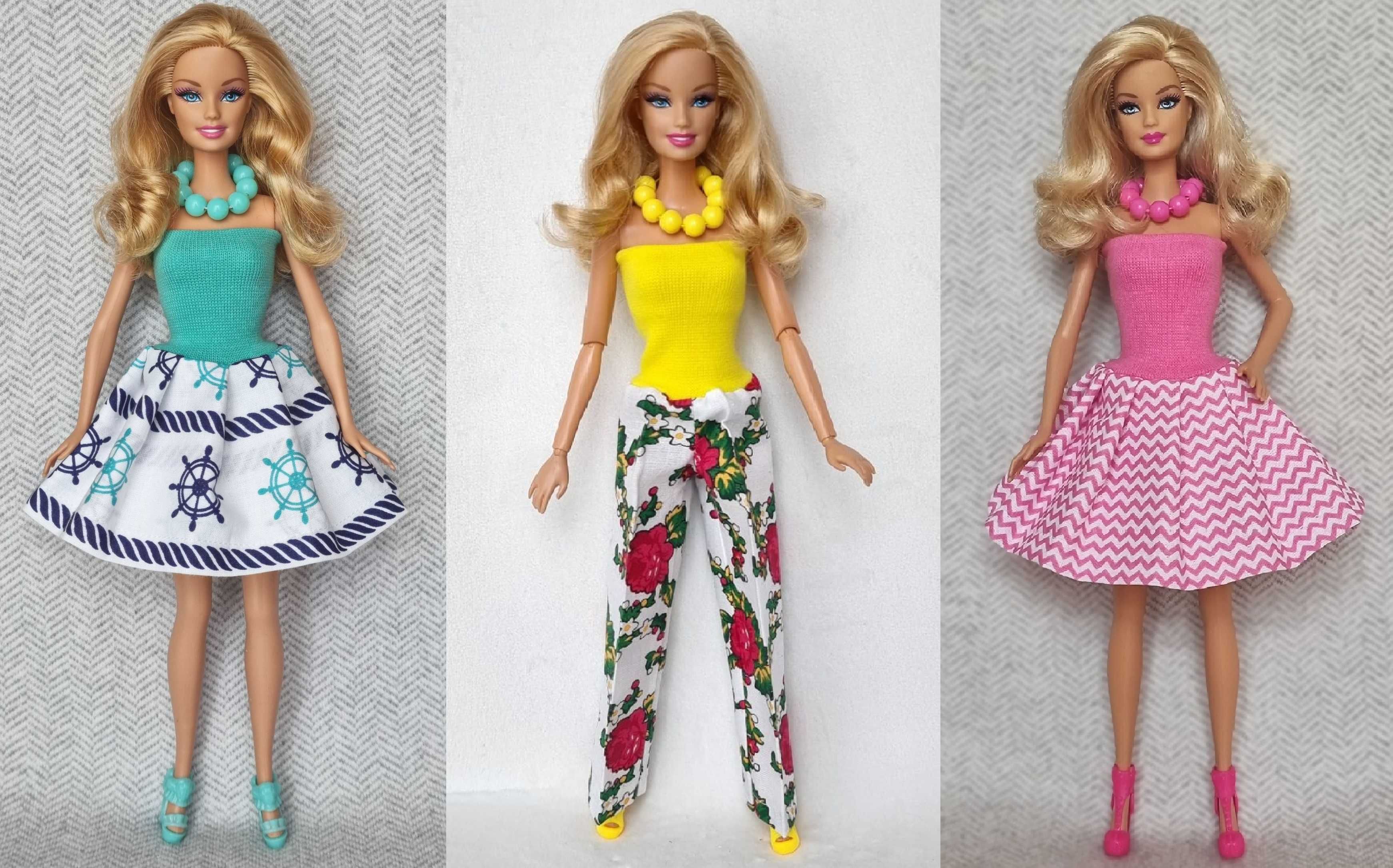 Sukienki i kombinezon dla lalki Barbie! W kpl. buciki i korale