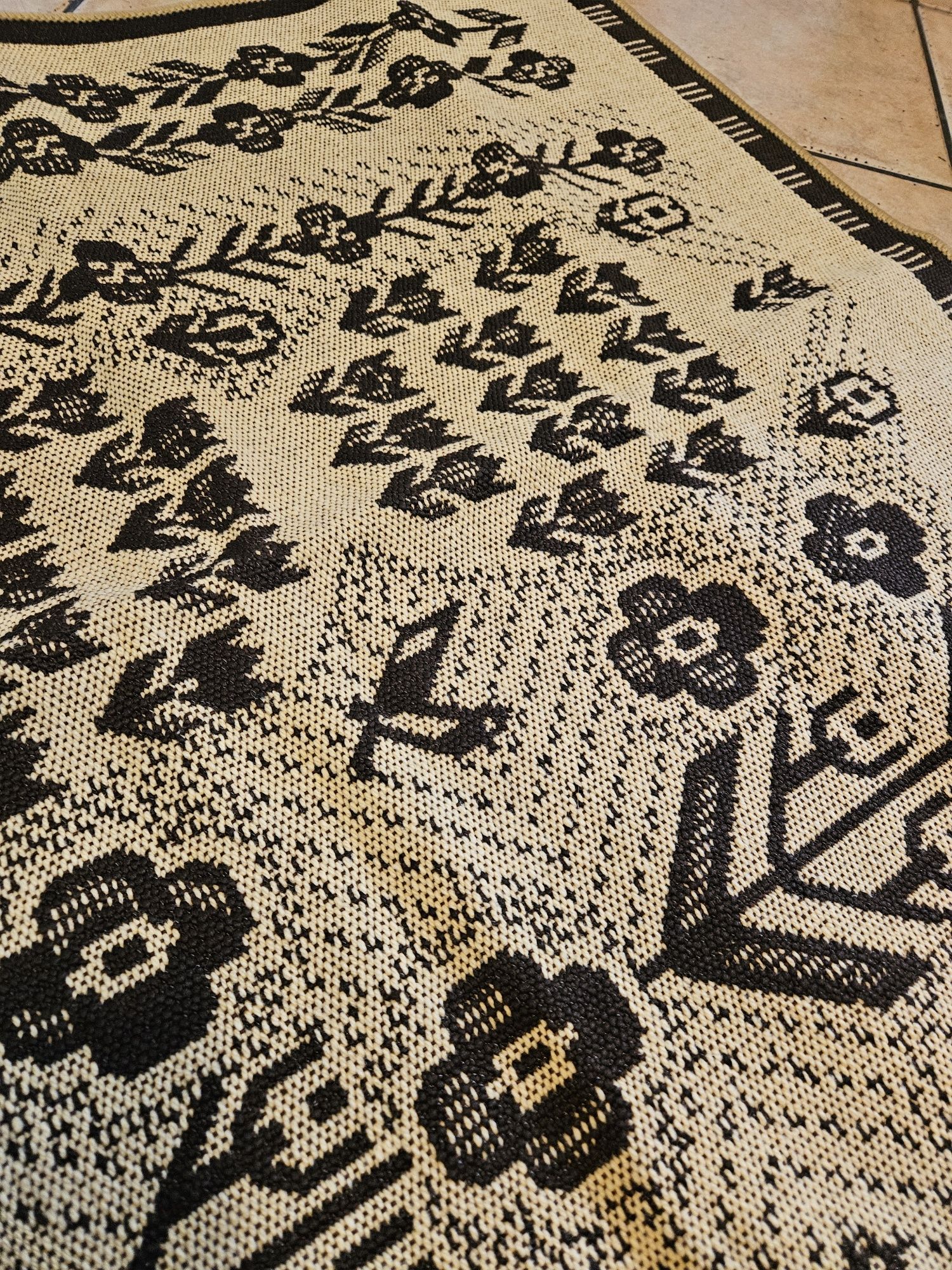 Makata Kilim Mata Cepelia brązowa 1989z metką brązowa kremowa