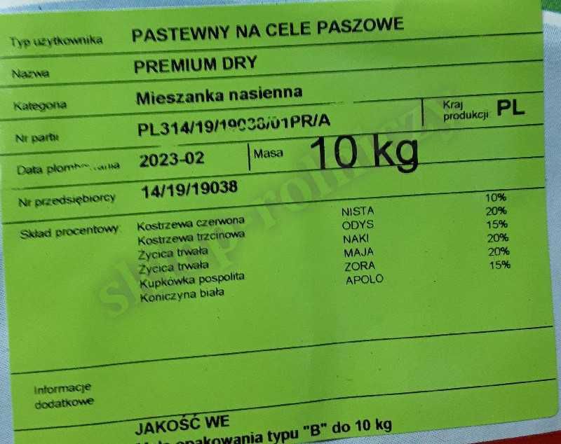 Mieszanka traw Premium Dry koniczyna biała na tereny suche pastwiskowa