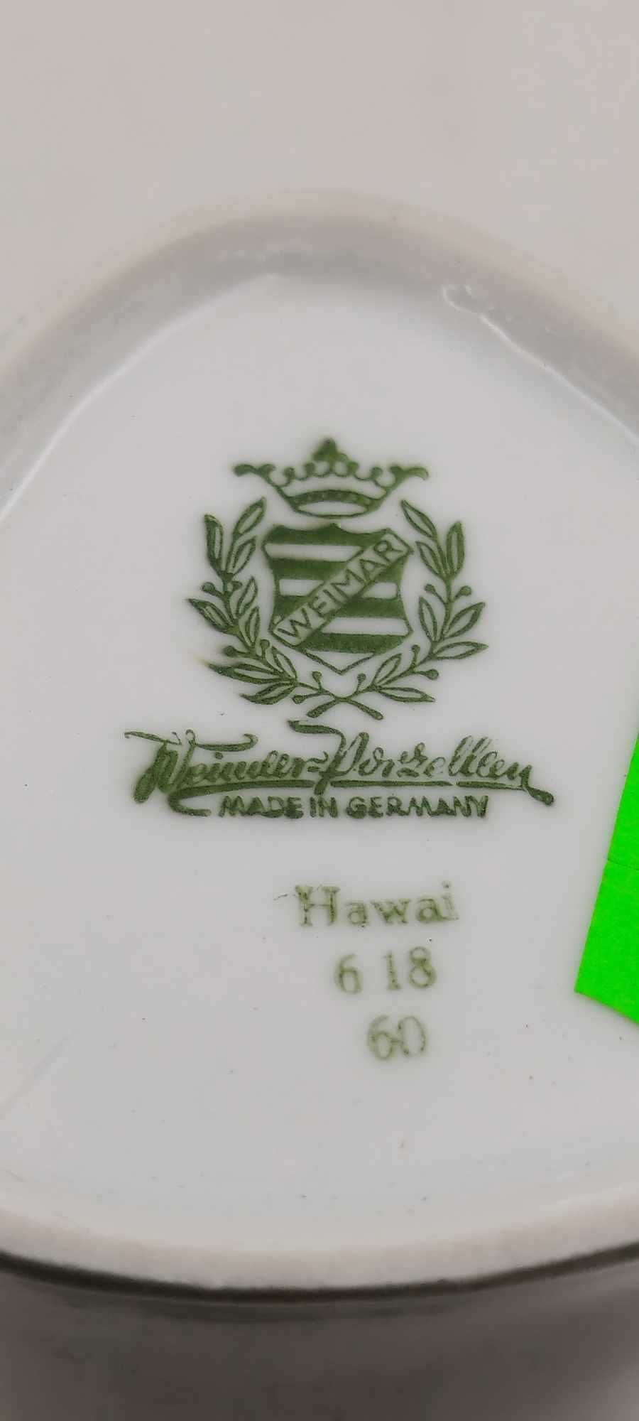 Wazon 21,5cm Weimar Hawai wzór.618 jasny oliwkowy vintage gdr retro