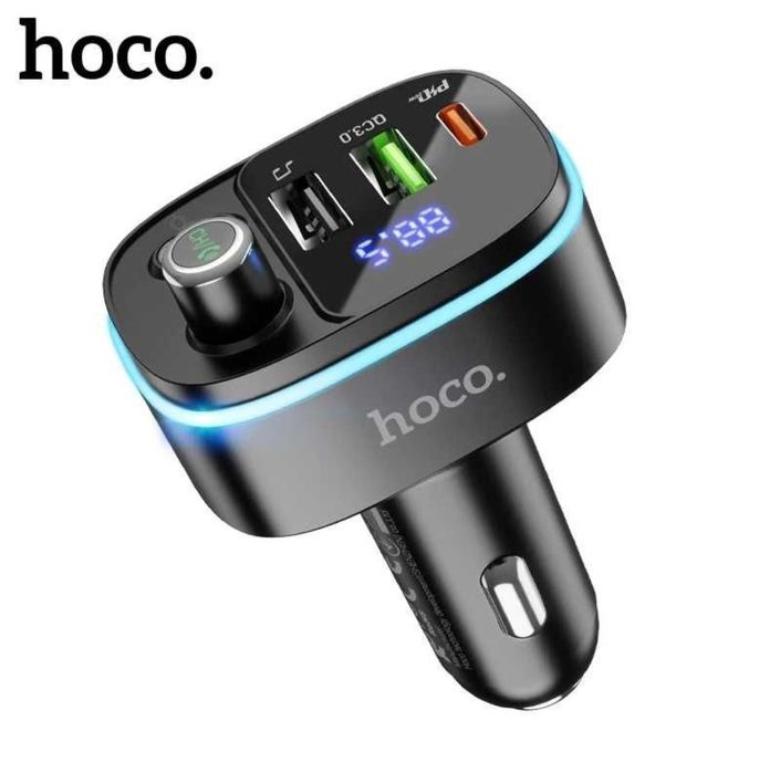 Hoco. FM Аудио Трансмиттер, Модулятор - Bluetooth 5.0, PD 20W, 30W, QC