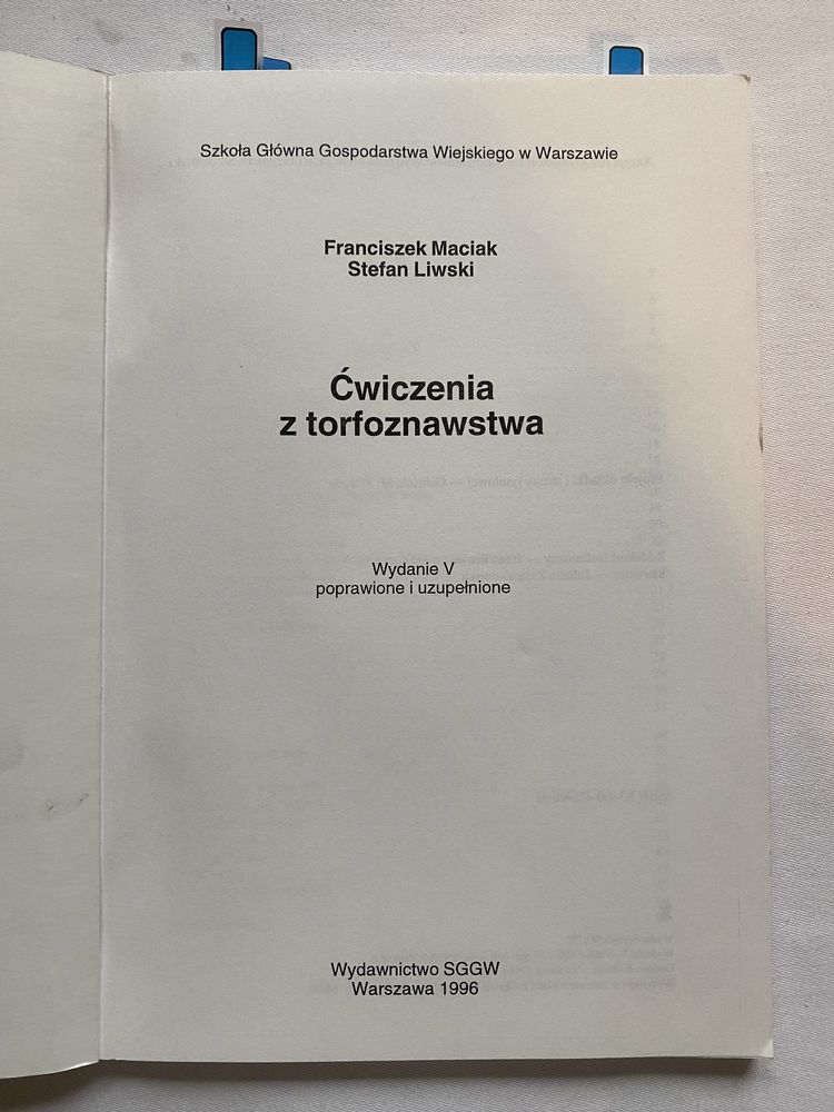 Książka Ćwiczenia z torfoznawstwa wyd. SGGW Maciak Liwski