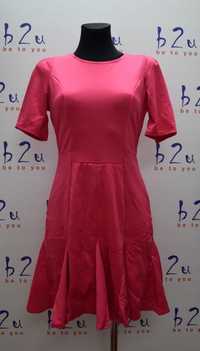 Sukienka mini rozkloszowana różowa karbowany dół s/ m 36
