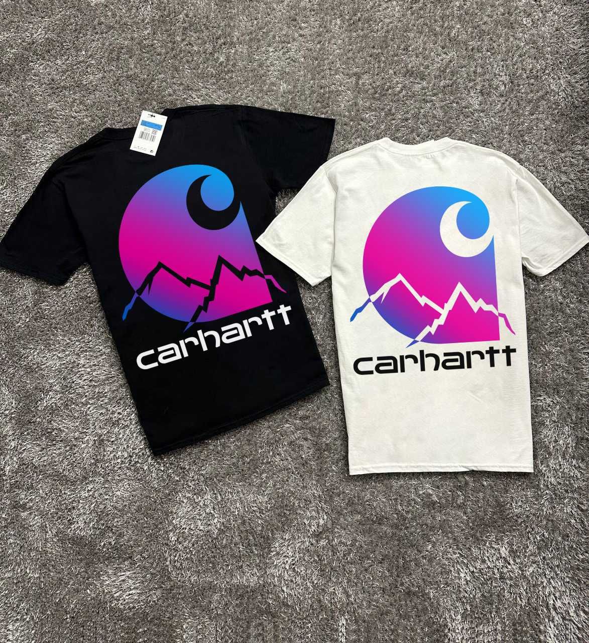 CARHARTT Футболка - Red Gradient - С М Л ХЛ - Биг Лого Принт - Кархарт