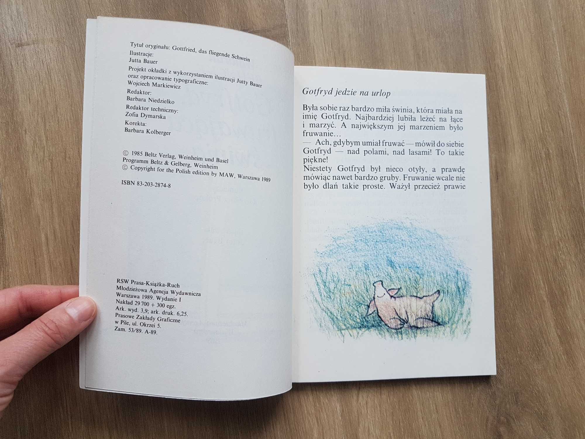 Gotfryd, fruwająca świnia Waldrun Behncke Literatura dziecięca 1989rok