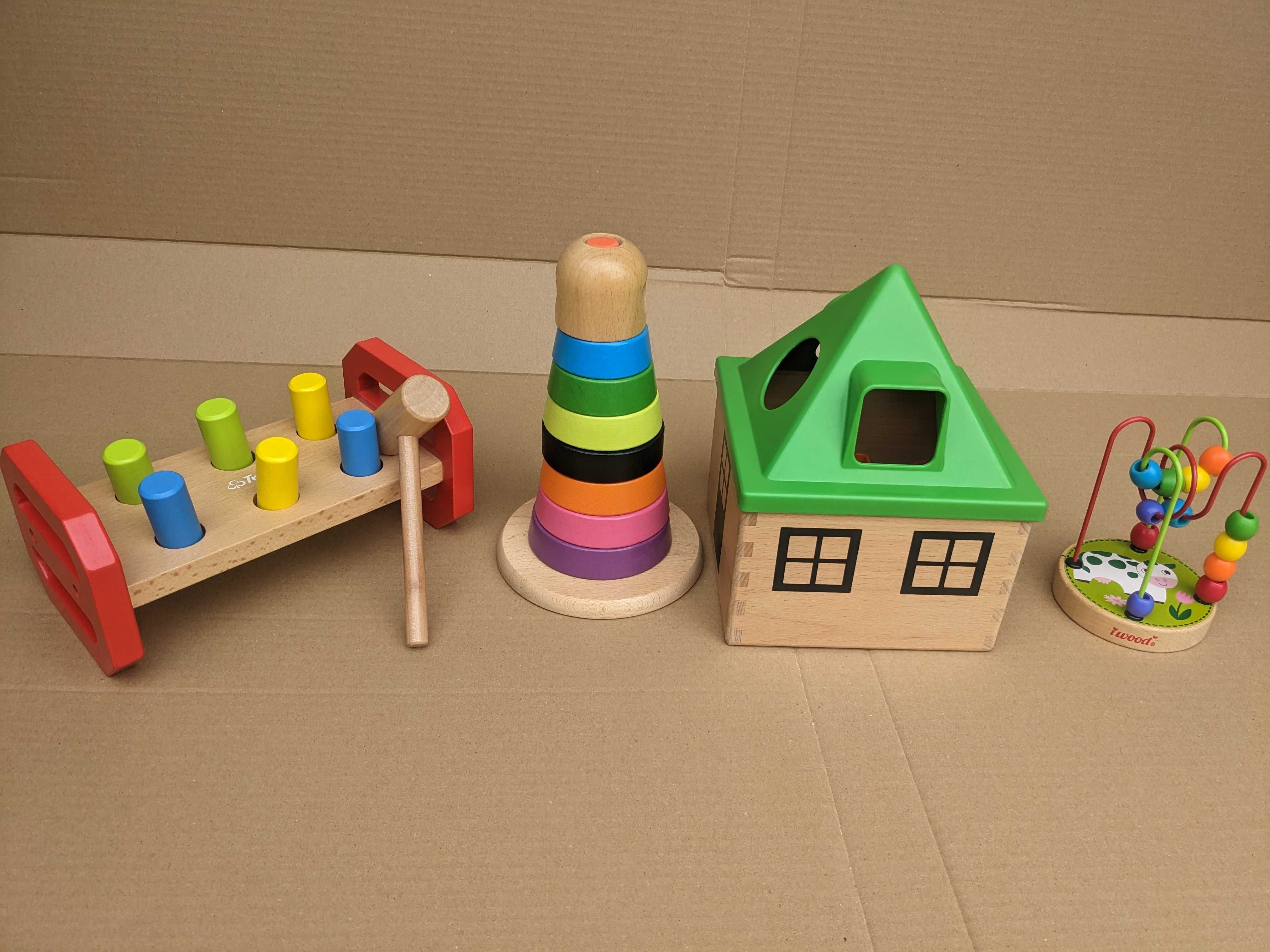 Drewniane zabawki edukacyjne Ikea trefl sorter przebijanka pętla wieża