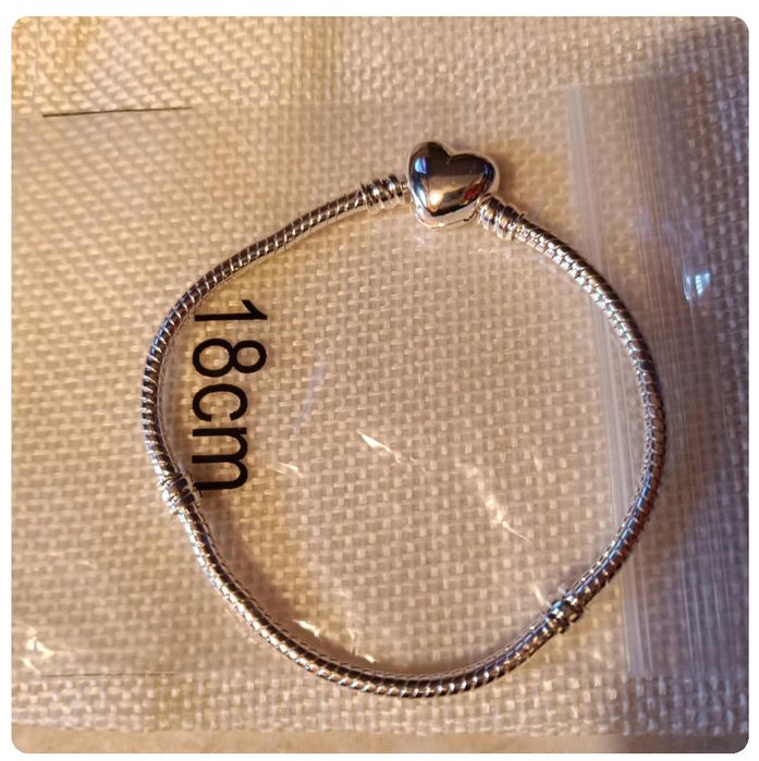 Nowa Bransoletka srebrna modułowa typu moments serduszko 18cm+ gratis