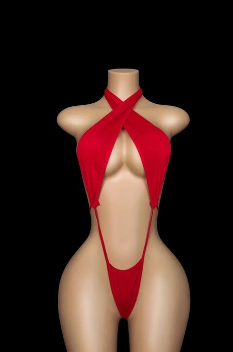 Zmysłowe czerwone body Carmen – odważny krój, rozmiar uniwersalny