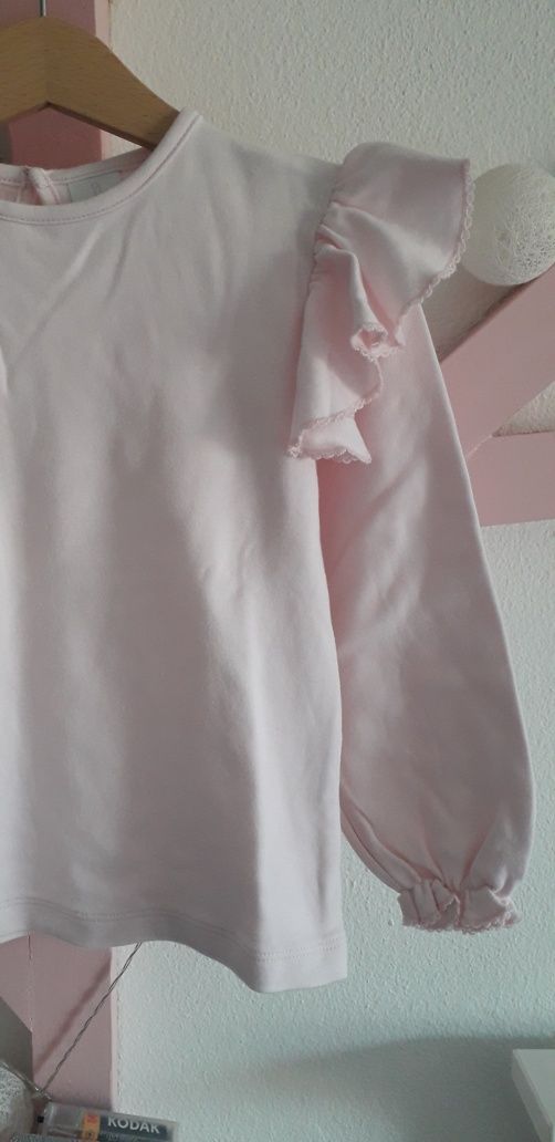 Camisola/Blusa Rosa com Folhos