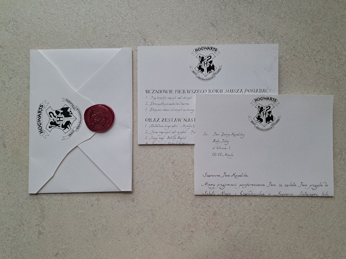 List z Hogwartu Harry Potter personalizowany handmade na zamówienie