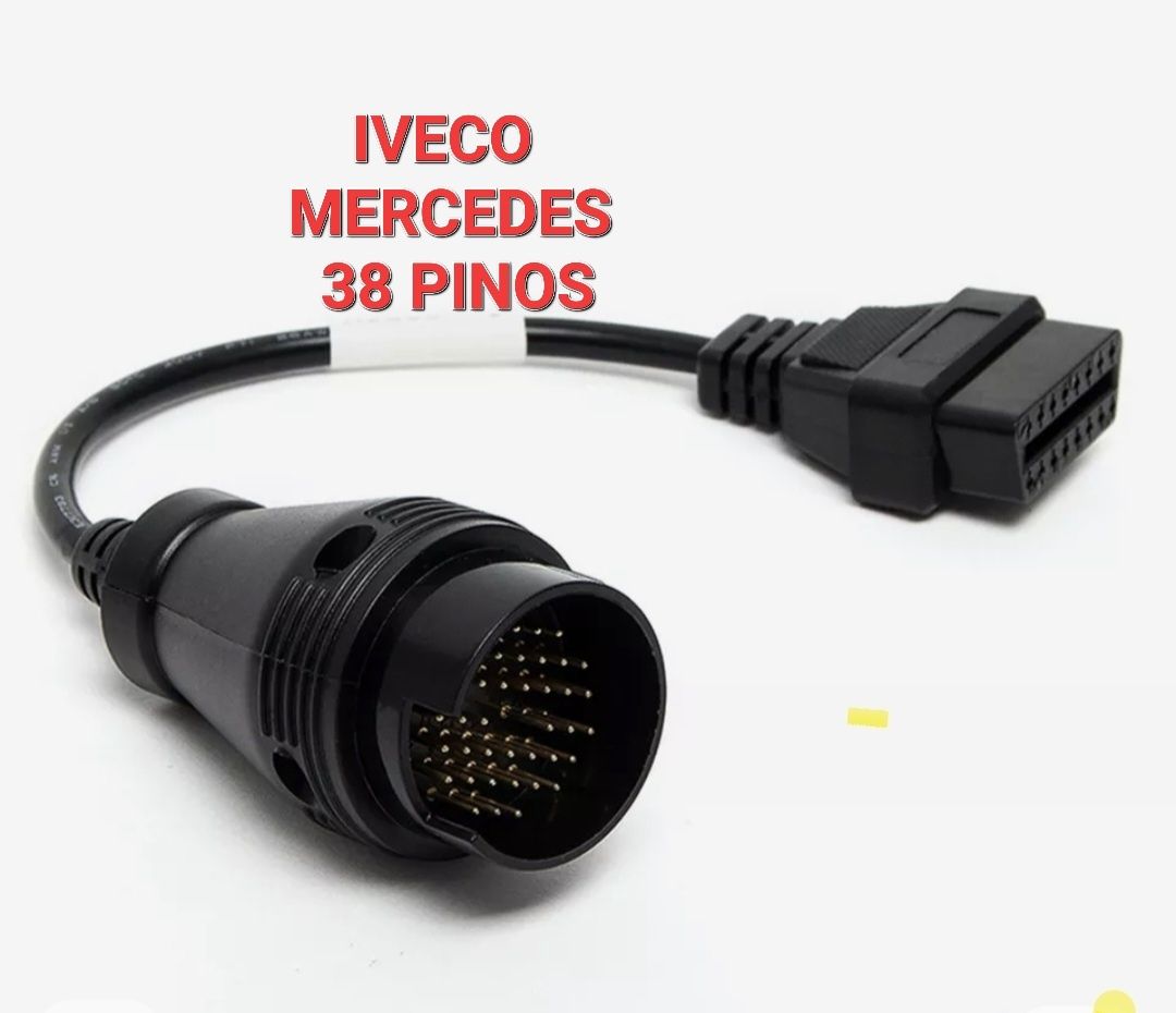 Cabo adapatador Iveco Mercedes 38 - 16 pinos OBD2 redondo