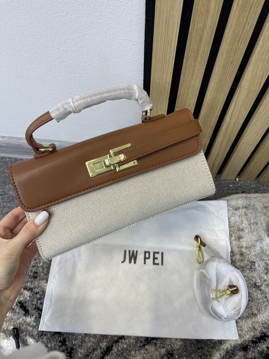 Сумка JW PEI молочна з коричневим