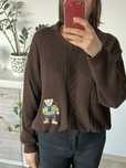 Sweter brązowy miś haft retro vintage 80's 90's y2k bawełna Lady Femme