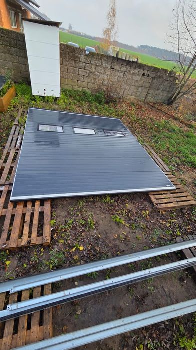 Brama segmentowa panelowa antracyt 400 x 353 cm warsztatowa garażowa