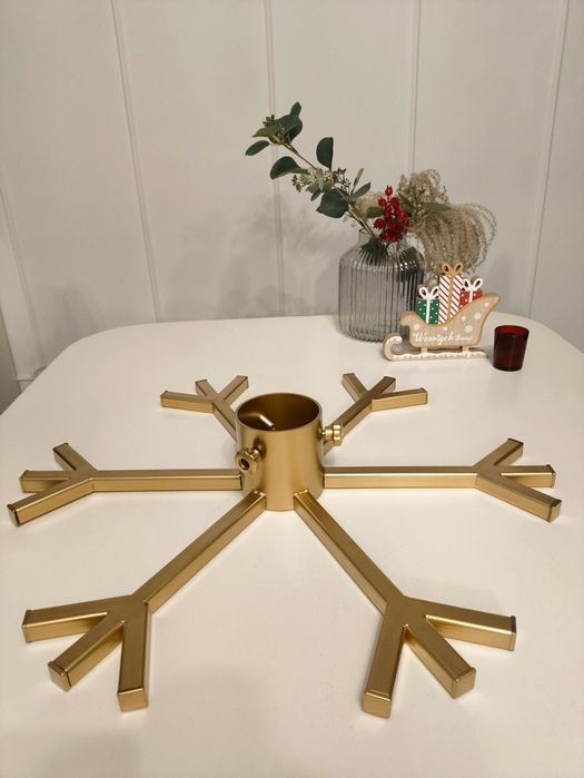 Stojak na choinkę metalowy złoty  loft płatek śniegu