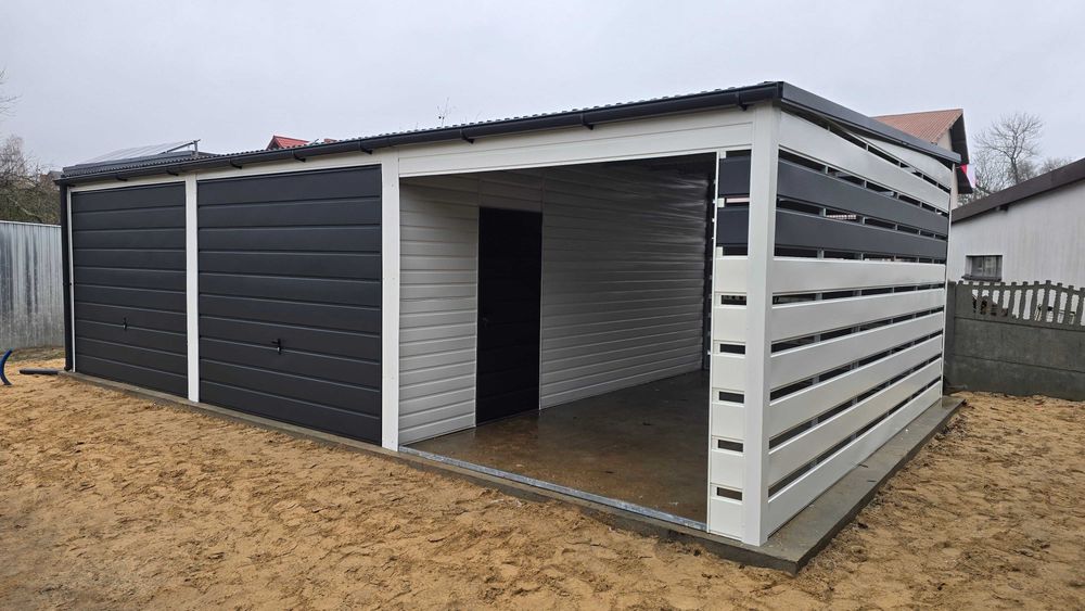 Garaż Blaszany 6x6 od producenta na wymiar. Dodatki drzwi boczne okno.