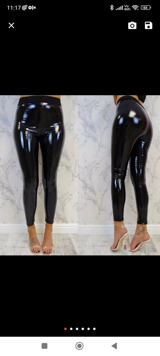 Hit spodnie winyl legginsy Unisex lateksowe LaTeX lakierowane r. M i L