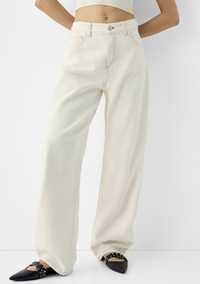 Світлі бежеві жіночі широкі джинси штани прямі wide leg zara