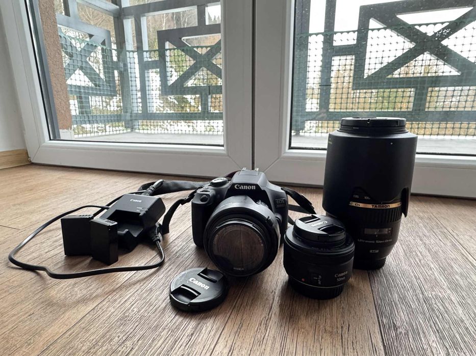 Canon EOS2000D + obiektywy,baterii,aksesoria