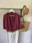 Kimono narzutka boho frędzle bordo burgund wiskoza XL oversize