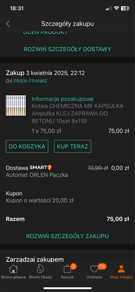 Korwy chemiczne 10 szt