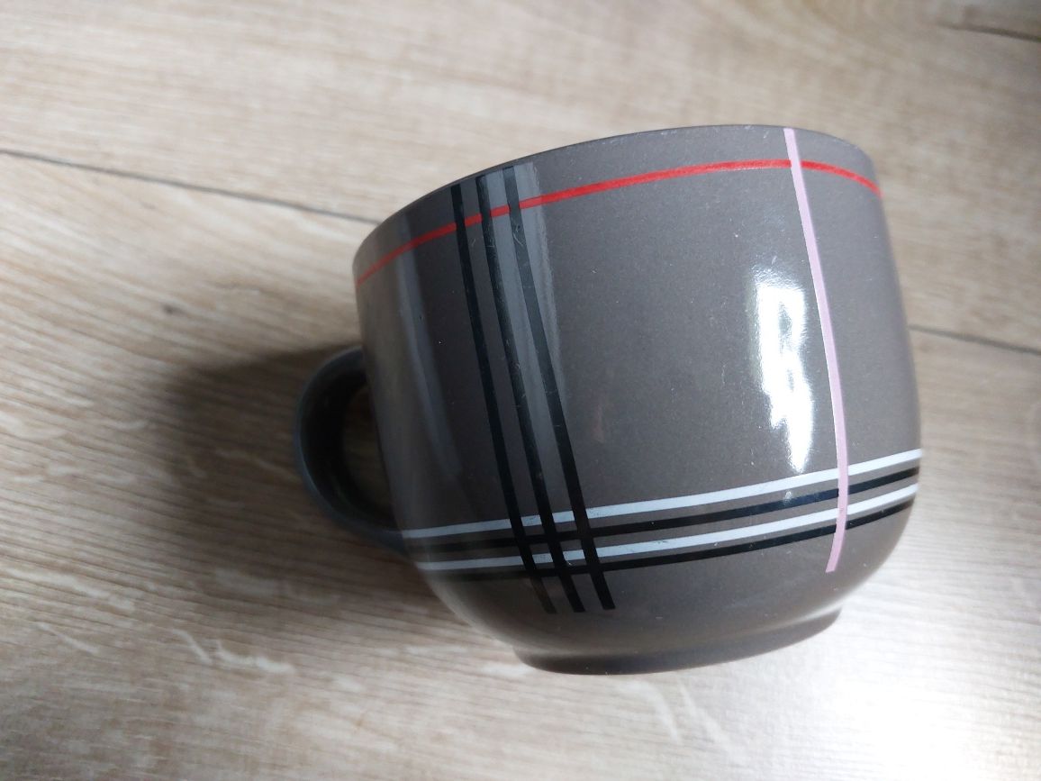 Miska kubek 500ml w kratę ceramiczna krata brąz