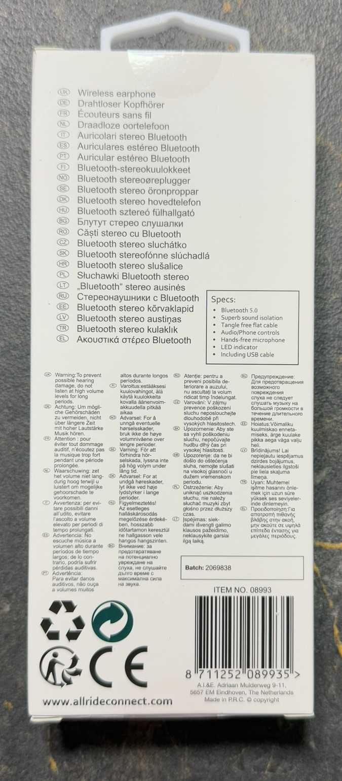 Słuchawki wireless ALLRide Connect bluetooth z mikrofonem