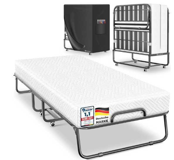 KESSER składane łóżko turystyczne 90 × 200 cm z materacem memory foam