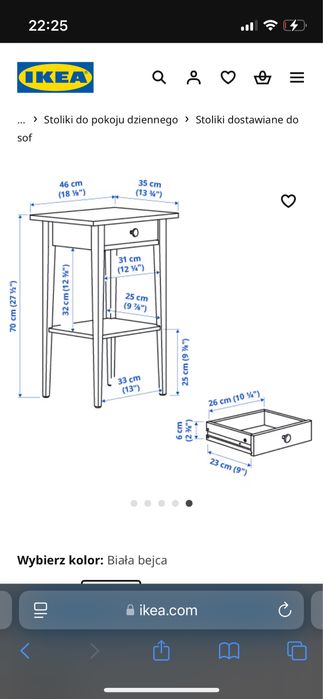 Ikea Hemnes drewniany stolik nocny z szufladą