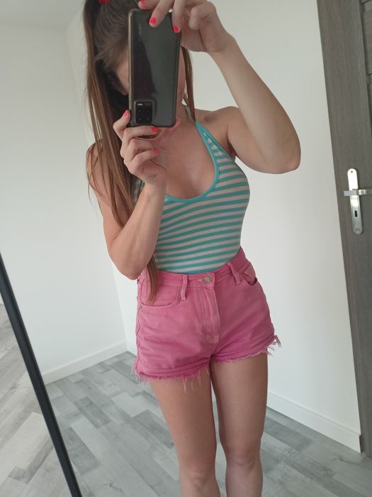 Bluza wiązana top z odkrytymi plecami w paski