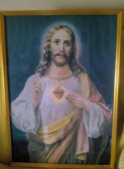 Sagrado Coração de Jesus em moldura metálica - ÚLTIMOS DIAS