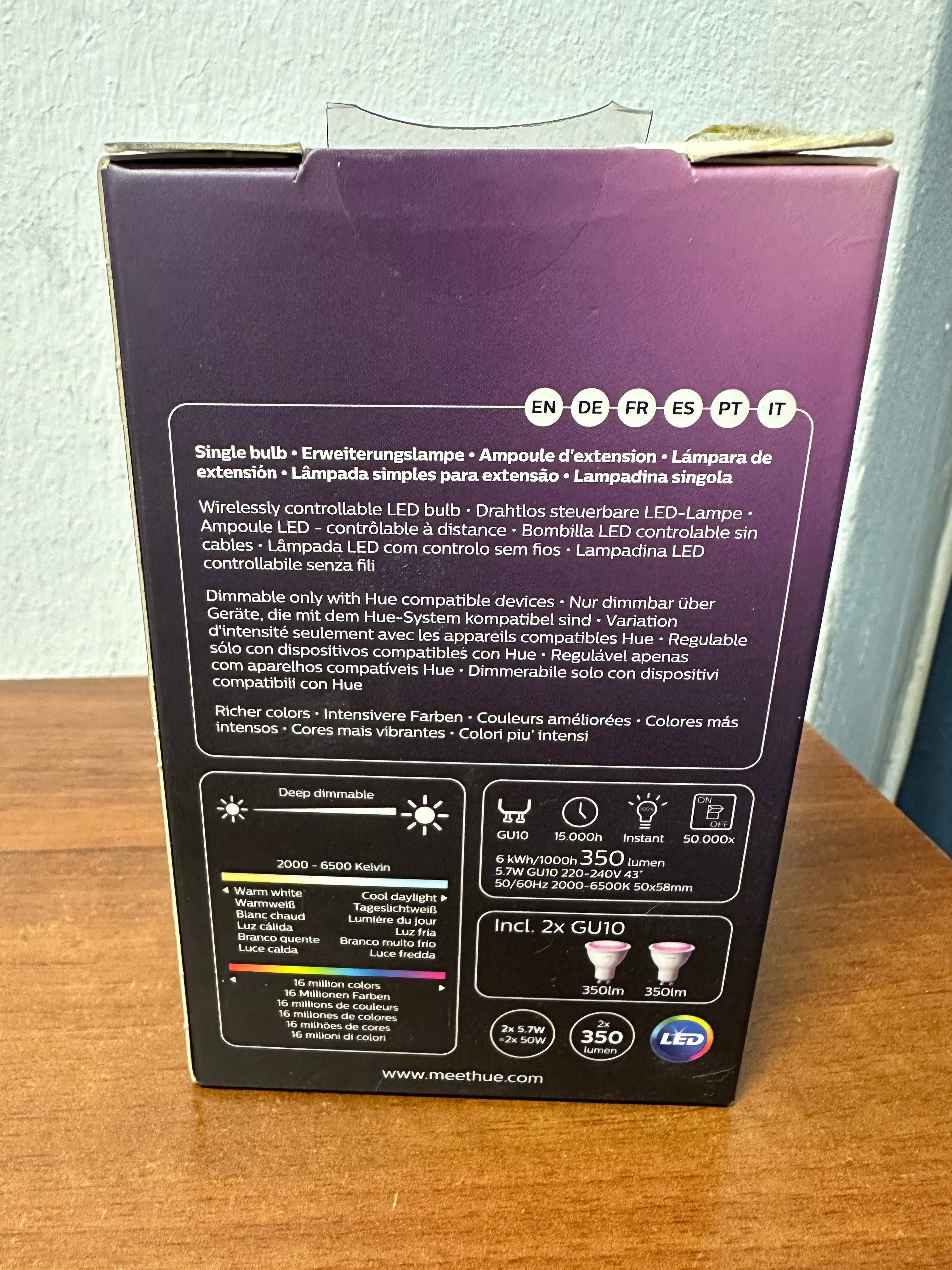 2 x Żarówki Led Philips HUE reflektorki GU10 350 lm 2000- 6500 k 5,7W