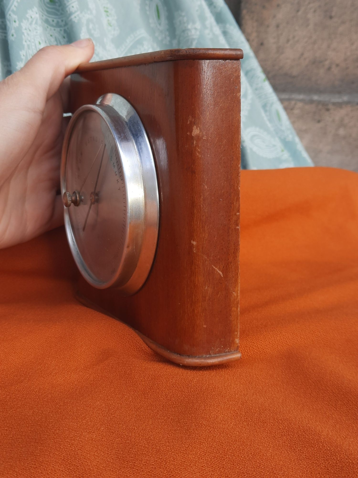 Barometr vintage retro elegancja drewno srebrny retro