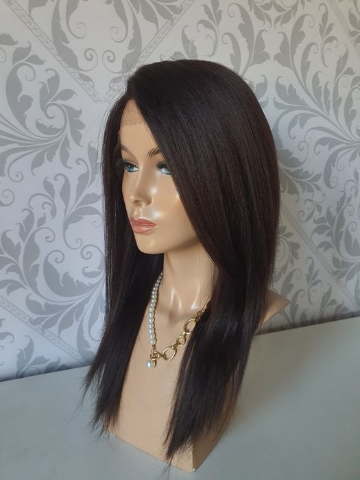 Peruka z włosów naturalnych ciemny brąz Agnieszka lace front