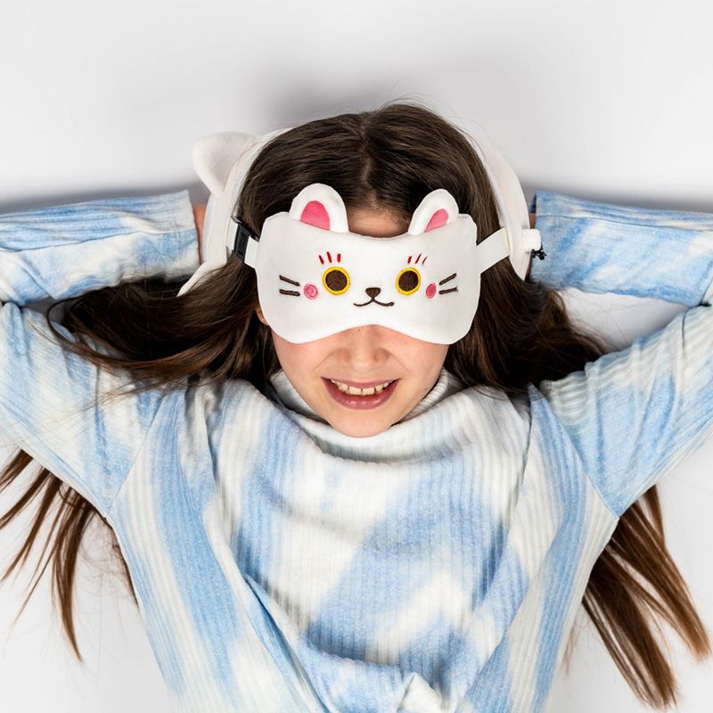 Pluszowa okrągła poduszka podróżna i maska na oczy Kot Maneki Neko