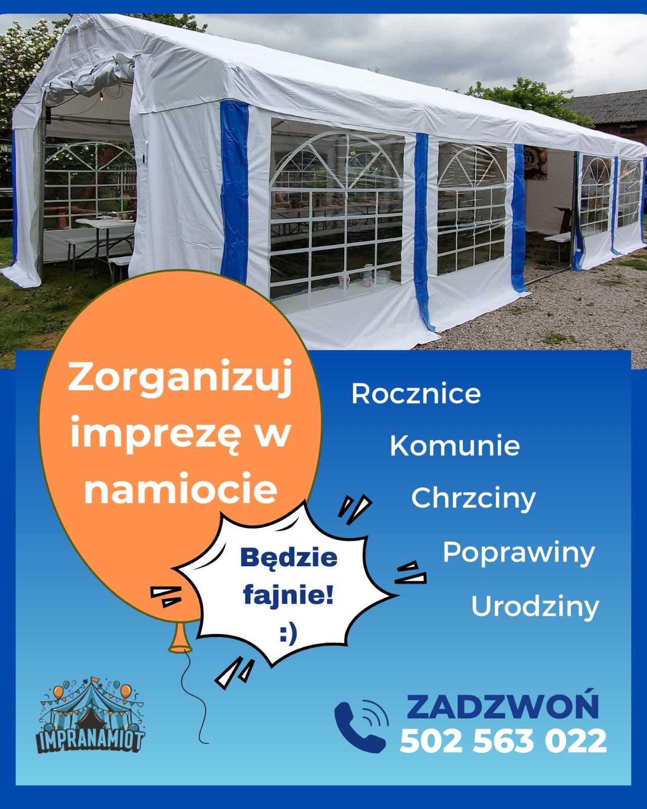 Solidny namiot imprezowy IMPRANAMIOT wynajem, zróbmy imprezę razem! ;)