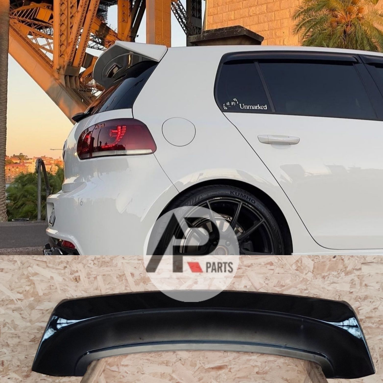 VW Golf 6 VI GTI Aileron spoiler  R Mala preto brilhante