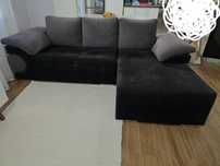 Sofá com Chaise Longue cinzento e preto