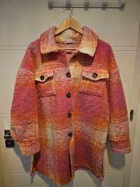 Kardigan/sweter rozpinany z wełny lana, różowy