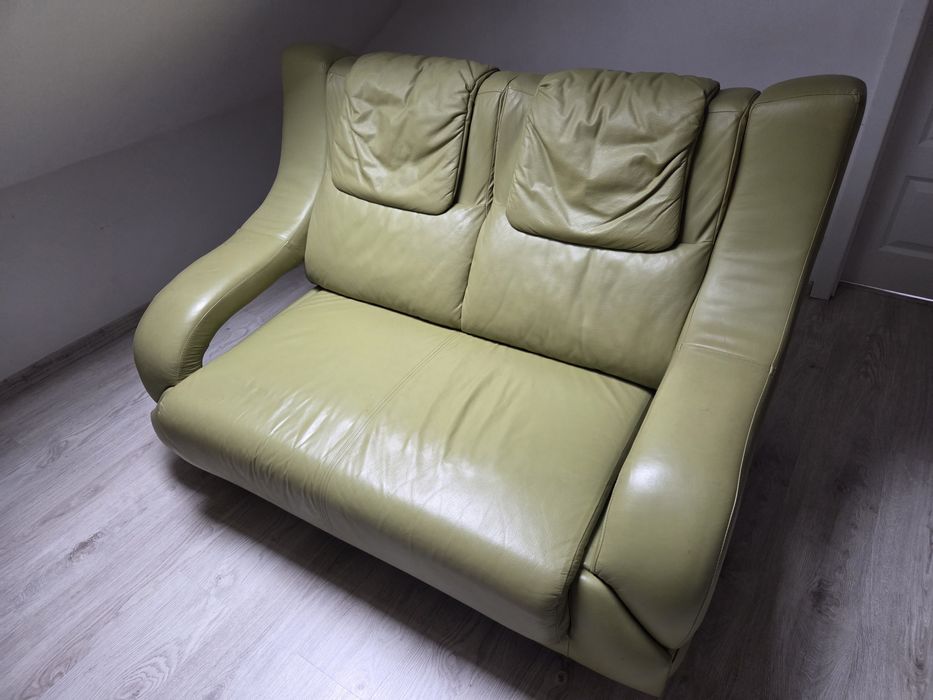 Kanapa skórzana oliwkowa