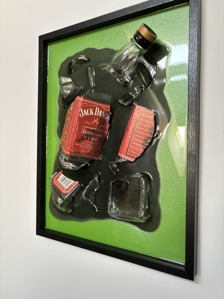 Obraz butelki zalanej w żywicy Jack daniels