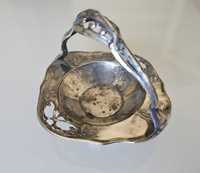 Piękna srebrzona patera Secesja / Art Nouveau w formie koszyka