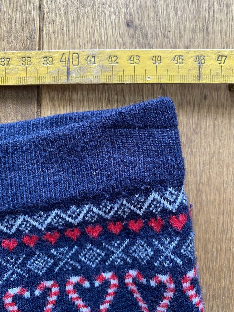 Legginsy ciepłe zimowe świąteczne wiskoza 46 granatowe we wzór