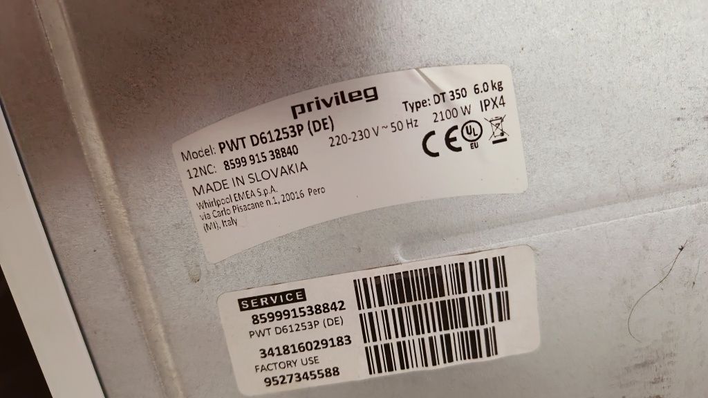 Pralka z góry ładowana 40cm Privileg (whirlpool)  6kg 1200obr. Super s