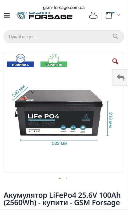 Lifepo4 24 v 100 ah gsm forsage